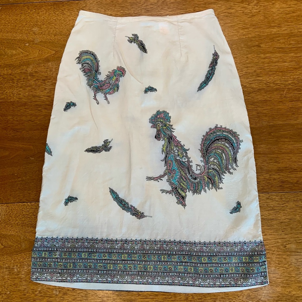🐓Rare treasure! Vintage 1960s Saramae Lingerie beige silk half slip | Roosters!